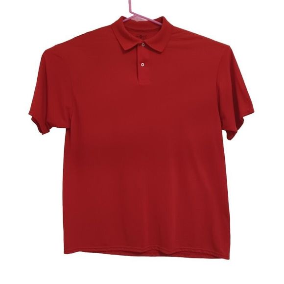 Jerzees Sport Polo Shirt Mens XL Collared Short Sleeve Casual Red Polyester - Picture 1 of 4